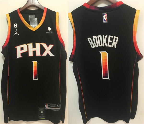 Men's Phoenix Suns #1 Devin Booker Black Stitched Basketball Jersey
